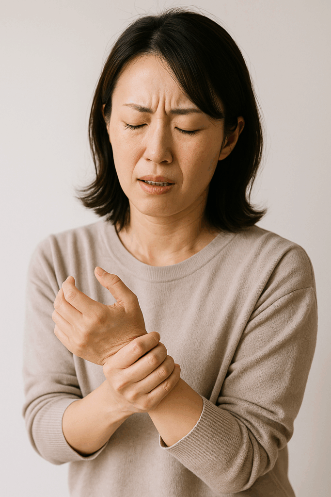 手を痛がる女性