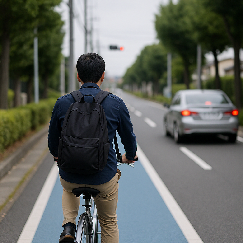 自転車に乗っている男性の様子