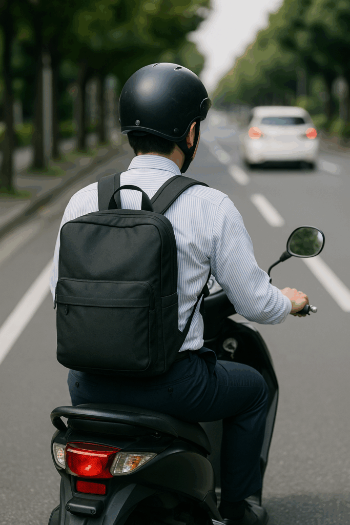 バイクに乗っている男性の様子
