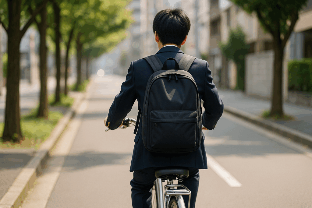 自転車に乗る学生