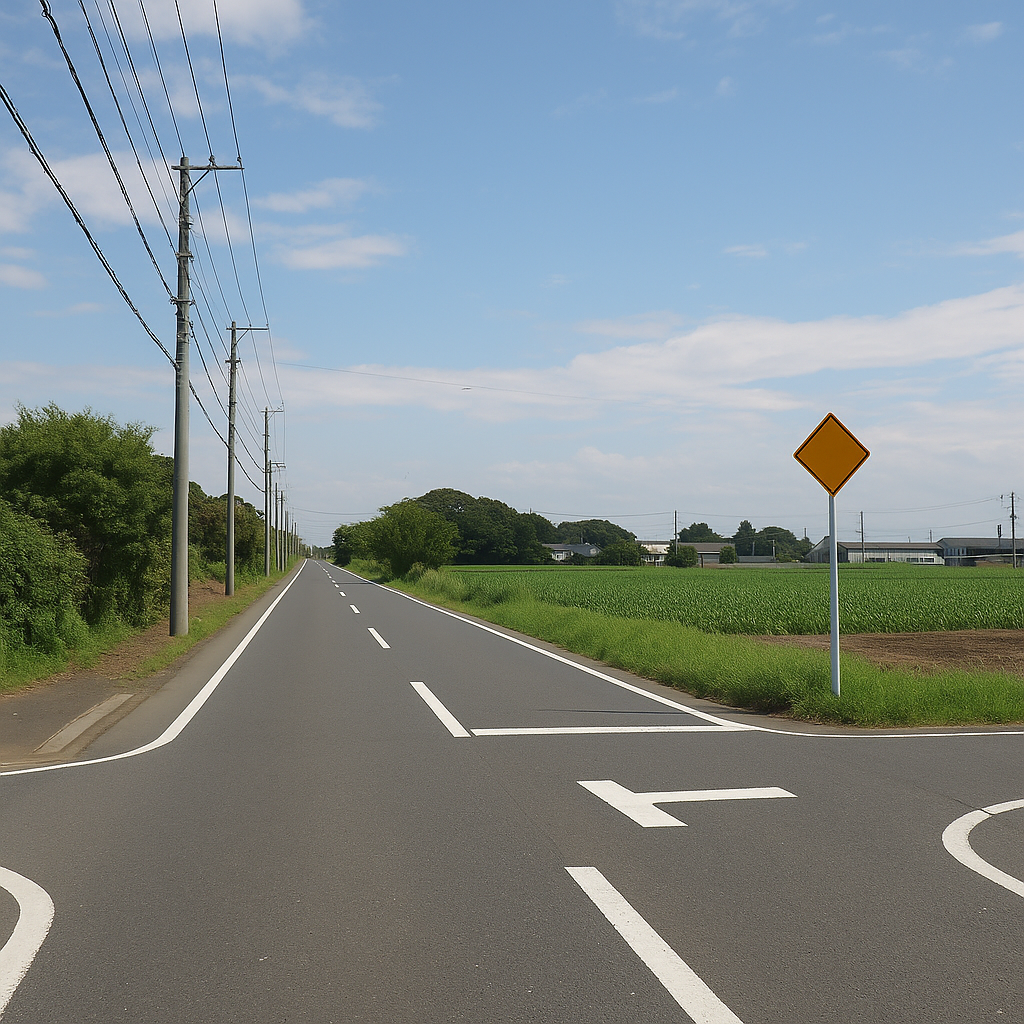 信号のない道路