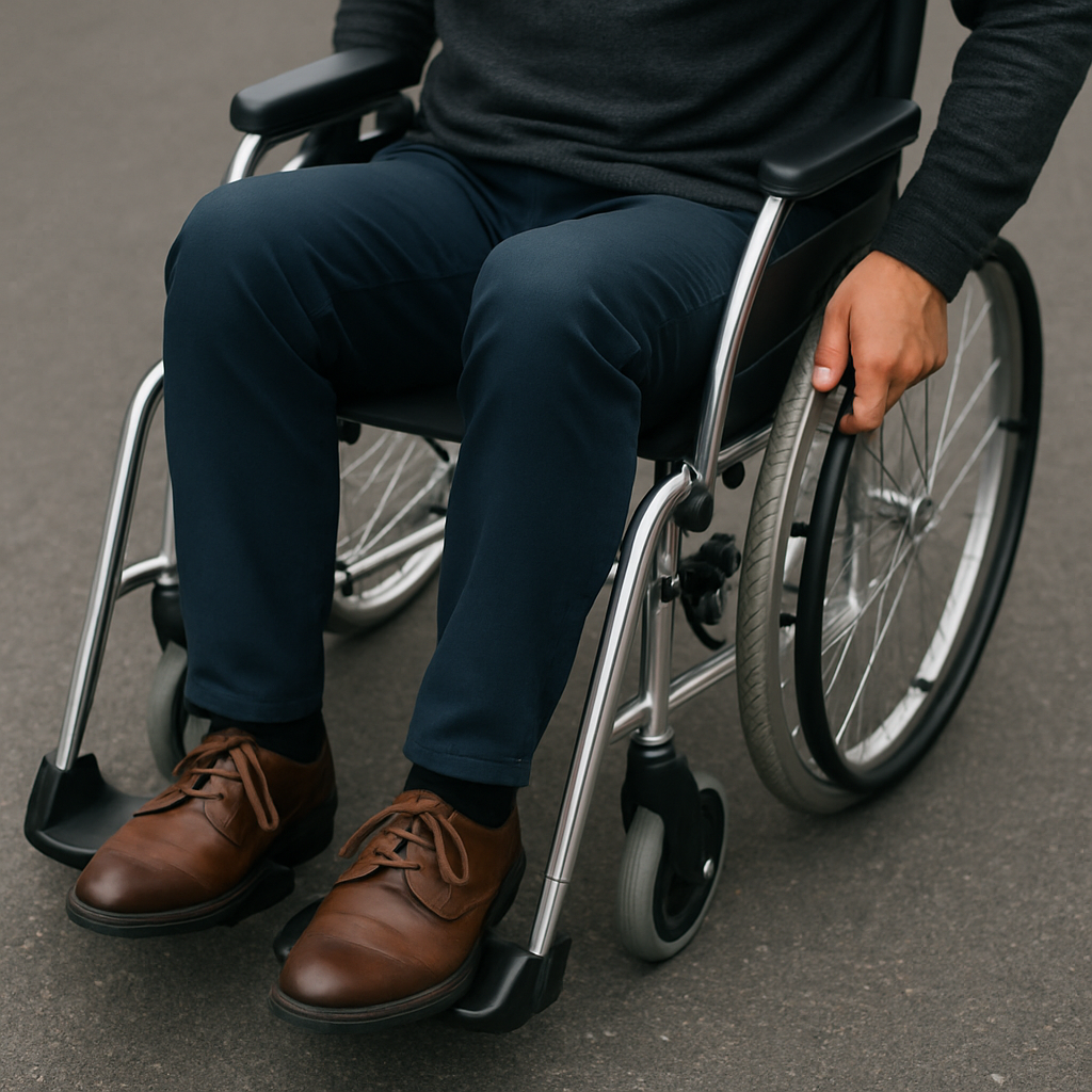 車椅子に乗る男性の足元