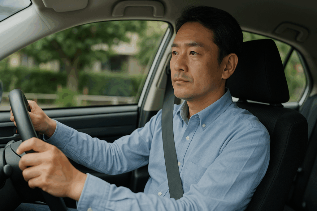 車を運転する男性