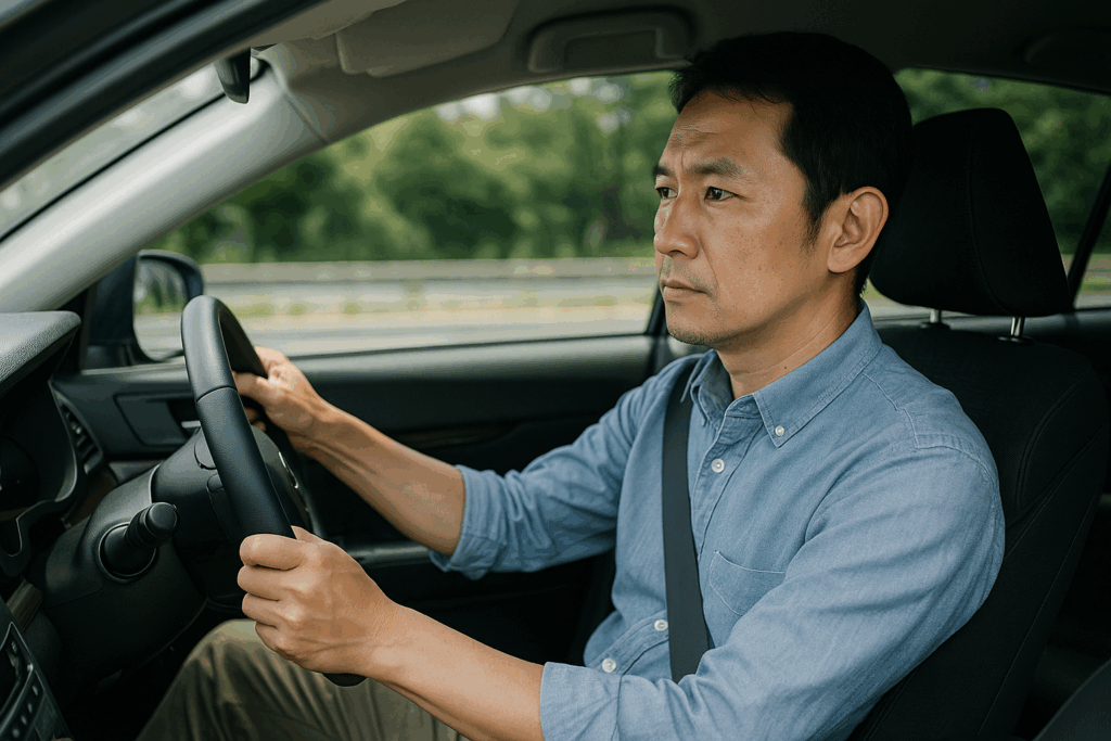車を運転している男性