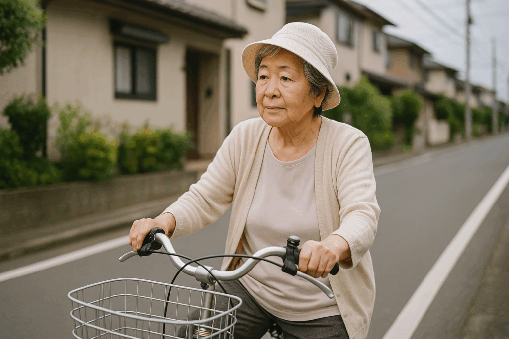 自転車に乗っている女性