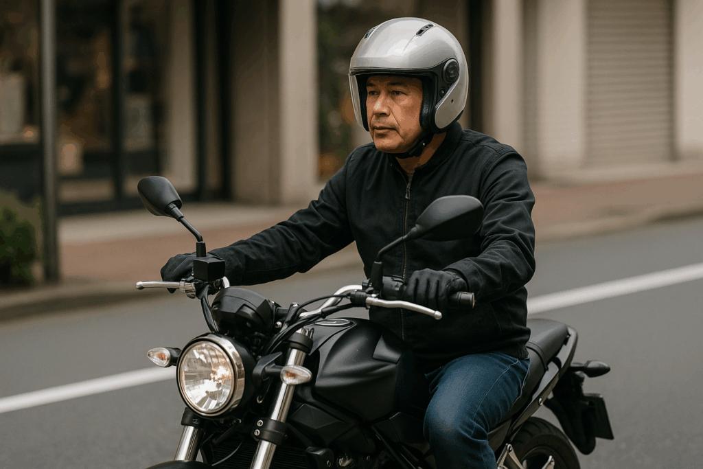 バイクに乗る男性