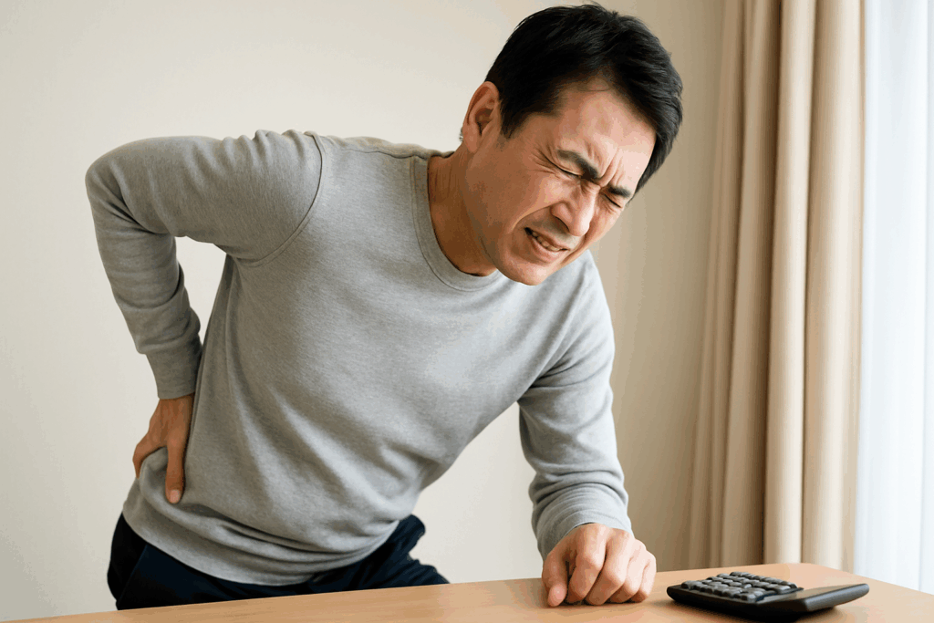 腰を痛がる男性
