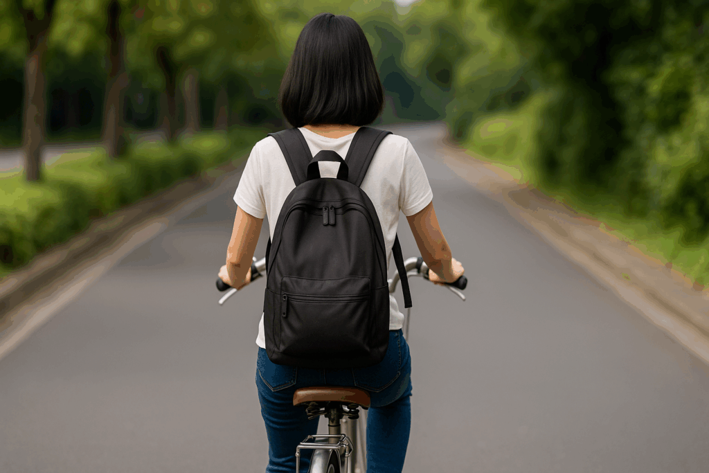自転車に乗っている女性
