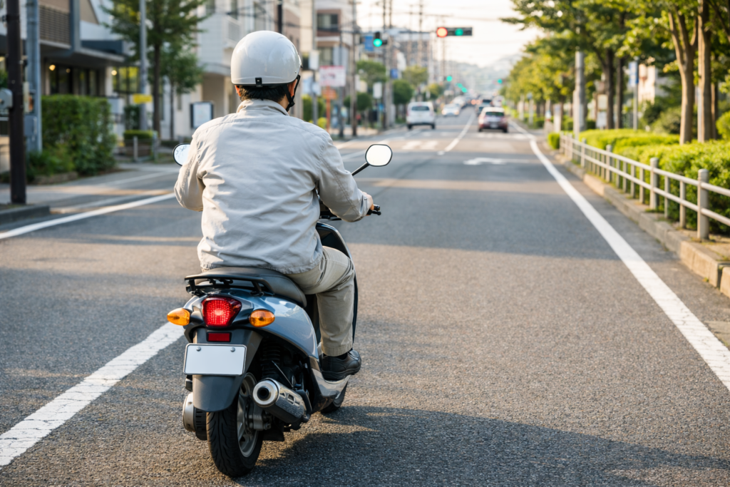 原付バイクを運転している男性
