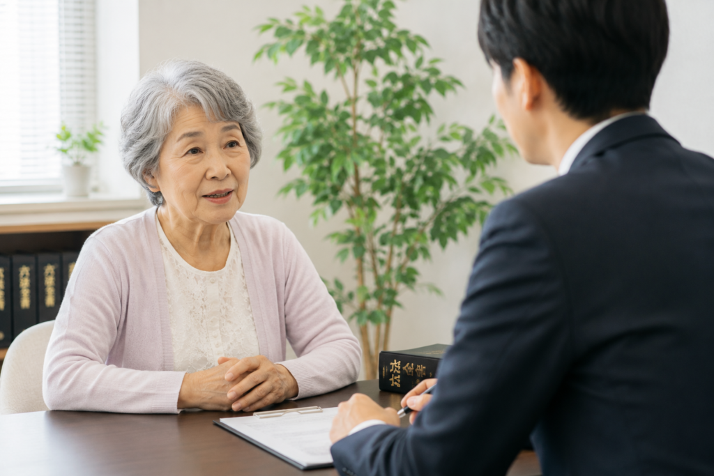 弁護士に相談している女性