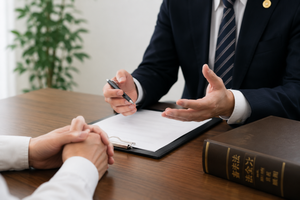 弁護士に相談している様子