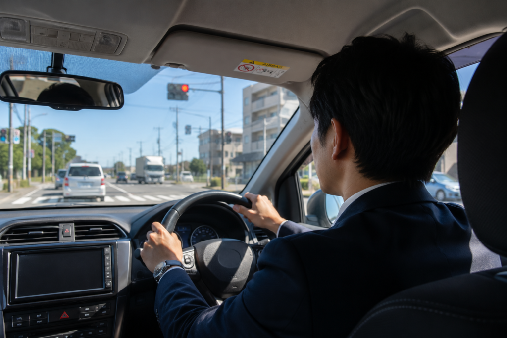 車を運転する男性